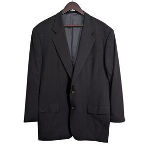 Enrico Isaia Napoli Portofino Wool Blazer Jacket Black Windowpane EU 56 US 46